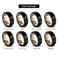 font options for inside engraving on black & rose gold maple leaf rings