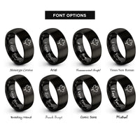 font options for inside engraving on black maple leaf canada rings