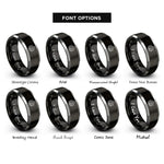 font options for inside engraving on black & grey maple leaf cluster rings