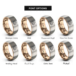 font options for inside engraving on rose gold & grey maple leaf cluster rings