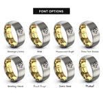 font options for inside engraving on gold & gray maple leaf rings