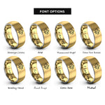 font options for inside engraving on gold & gray maple leaf rings