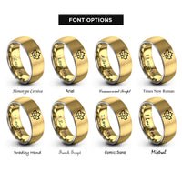 font options for inside engraving on gold & gray maple leaf rings