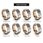 font options for inside engraving on rose gold & silver maple leaf rings
