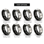 font options for inside engraving on black & gray maracas rings