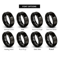 font options for inside engraving on black march daffodil rings