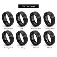 font options for inside engraving on black march daffodil rings