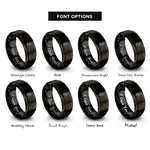 font options for inside engraving on black march daffodil rings