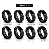 font options for inside engraving on black march daffodil rings