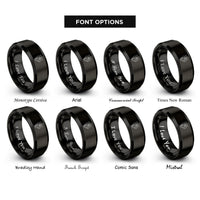 font options for inside engraving on black march daffodil rings