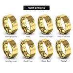 font options for inside engraving on gold march daffodil rings