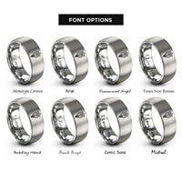 font options for inside engraving on silver march daffodil rings