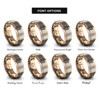font options for inside engraving on rose gold march daffodil rings