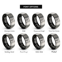 font options for inside engraving on black & gray marching baritone rings