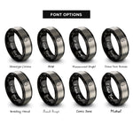 font options for inside engraving on black & silver marching bass drum rings