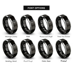 font options for inside engraving on black & grey marching bass drum rings