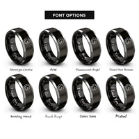 font options for inside engraving on black & grey marching bass drum rings