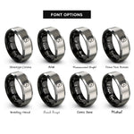 font options for inside engraving on black & grey marching bass drum rings