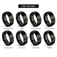 font options for inside engraving on black marching bass drum rings