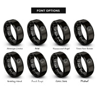 font options for inside engraving on black marching bass drum rings