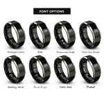 font options for inside engraving on black & gray marching glockenspiel rings