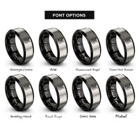 font options for inside engraving on black & silver marching glockenspiel rings