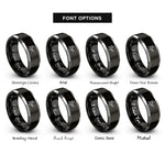font options for inside engraving on black & grey marching horn line rings
