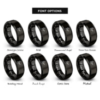 font options for inside engraving on black marching horn line rings