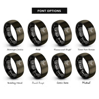 font options for inside engraving on gunmetal & black marching horn line rings
