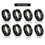 font options for inside engraving on black & silver marching snare drummer rings
