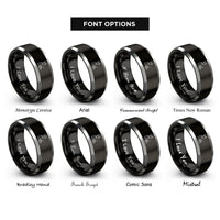 font options for inside engraving on black & silver marching snare drummer rings