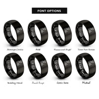 font options for inside engraving on black marching snare drummer rings