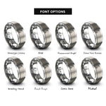 font options for inside engraving on gray marching snare drummer rings