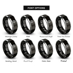 font options for inside engraving on black & gray marching tom sticks rings