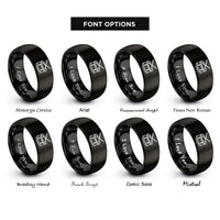 font options for inside engraving on black marching tom sticks rings