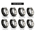 font options for inside engraving on black & silver mare rings