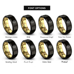 font options for inside engraving on black & gold mare foal rings
