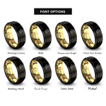 font options for inside engraving on black & gold mare foal nuzzling rings