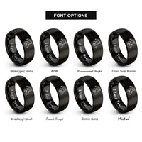 font options for inside engraving on black mare foal nuzzling rings