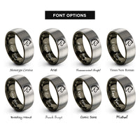 font options for inside engraving on gunmetal & grey mare rings