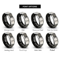 font options for inside engraving on black & silver margarita glass rings