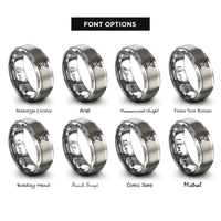 font options for inside engraving on grey margarita glass rings