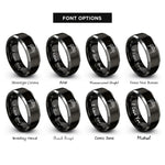 font options for inside engraving on black & silver marimba mallets rings