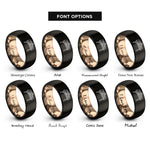 font options for inside engraving on black & rose gold marimba mallets rings