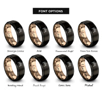 font options for inside engraving on black & rose gold marimba mallets rings