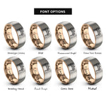 font options for inside engraving on rose gold & silver marimba mallets rings