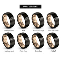 font options for inside engraving on black & rose gold marinade bottle rings