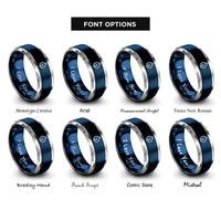 font options for inside engraving on blue & grey marine chronometer face rings