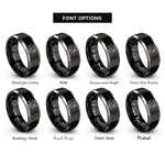 font options for inside engraving on black & gray marked route rings