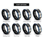 font options for inside engraving on black & blue & grey marker buoy rings
